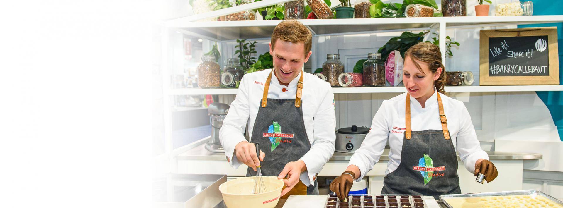 Chef Martin and Chef Gabrielle in the Barry Callebaut Studio