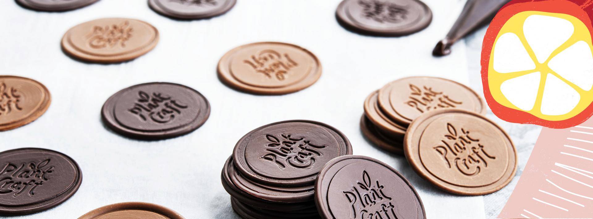 Dairy-free vegan dark and milk chocolate coins