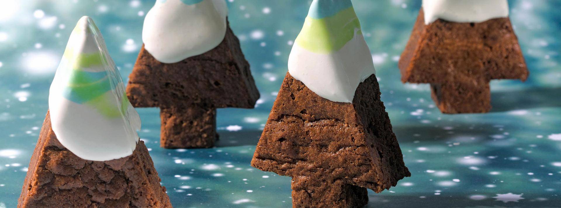 Brownie Christmas Trees with chocolate drip