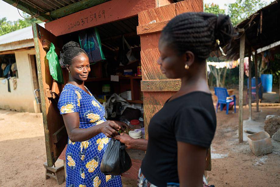 Esther selling products in the market