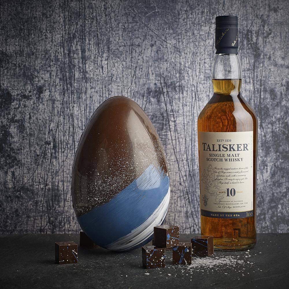 Premium dark chocolate sea salted Easter egg filled with whisky sea salted caramels