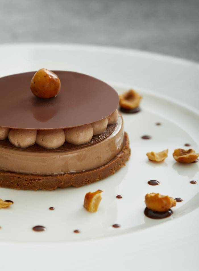 plated chocolate dessert on white plate