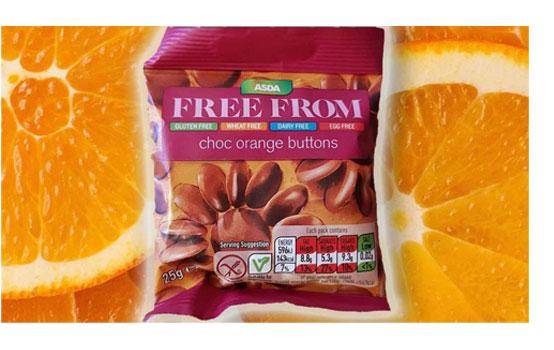 Asda UK free from chocolate buttons