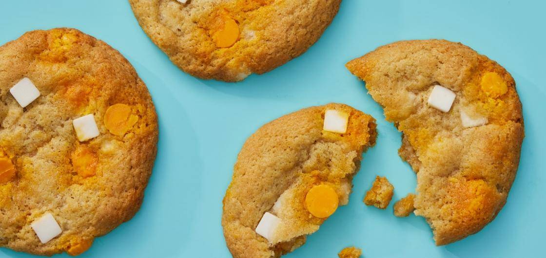 cookies on light blue background